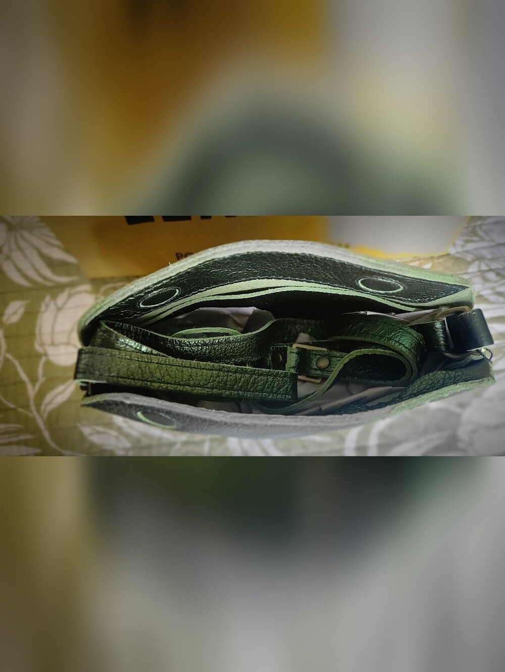 Portland Leather Small Koala Sling Bag in Metallic Greench. - Picture 7 of 11